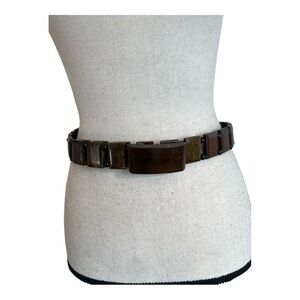 Vintage Brown /Black Wooded Bead Fashion Belt
